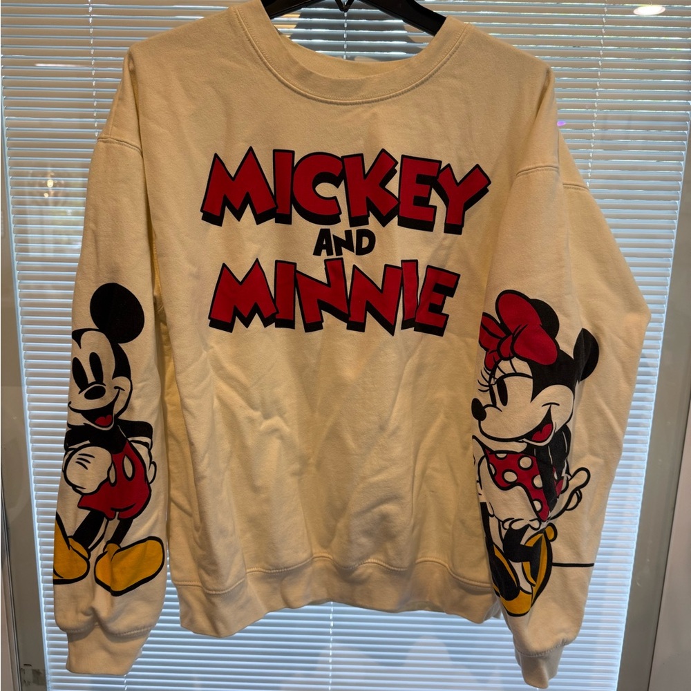 Vintage Mickey and Minnie Cream crewneck Sweatshirt